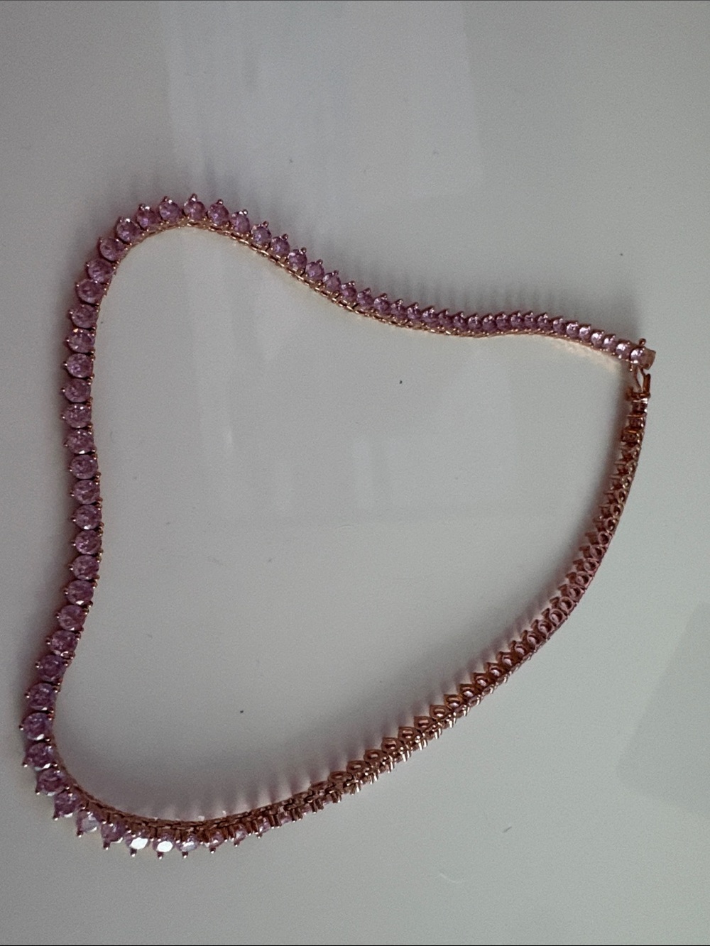 Pink Crystal Tennis Necklace - Elegant Women's Jewelry